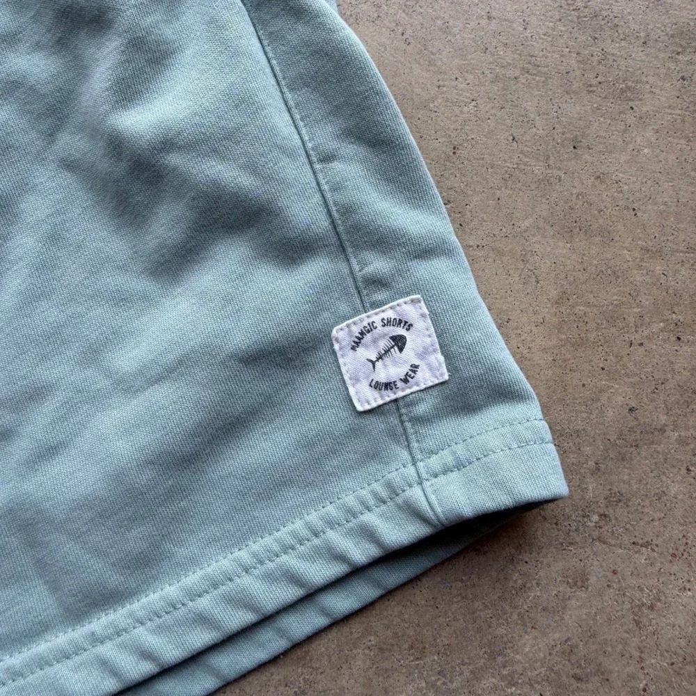 Maamgic Sweat Shorts Mens M Green Drawstring Elastic Waist Zipper Pockets Casual